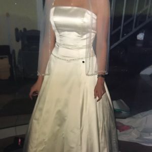 White satin wedding gown
